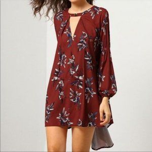 Free People Tree Swing Tunic Dress Red Maroon Floral Size M Medium